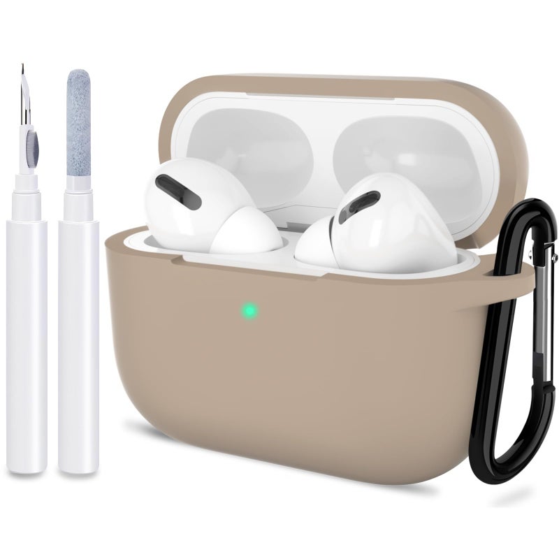 ATUAT for AirPods Pro 1st/2nd Generation Case Cover, Protective Silicone Skin Accessories with Keychain for Women Men for Apple AirPods Pro 2019/2022 Charging Case,Front LED Visible-Tan Brown - Image 1